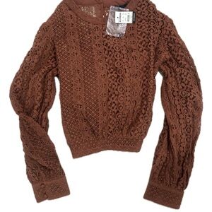 NWT! Elegant Brown Lace Blouse from EXPRESS